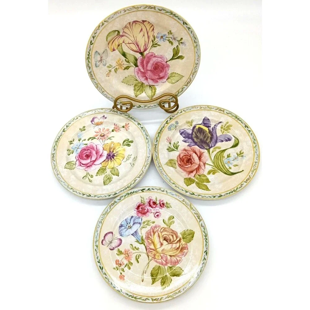 Vintage American Atelier Floral Daze 5024 Set of 4 Stoneware 8